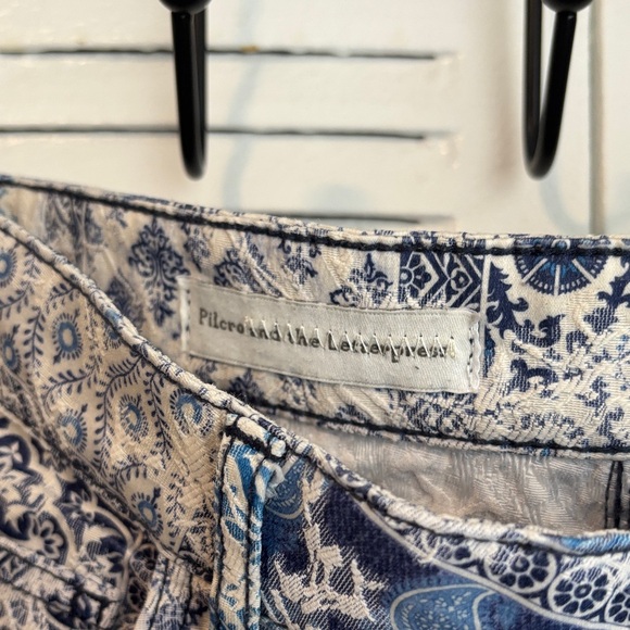 Anthropologie Blue Patchwork Print High Rise Jeans Chic Statement Pants - Picture 4 of 14